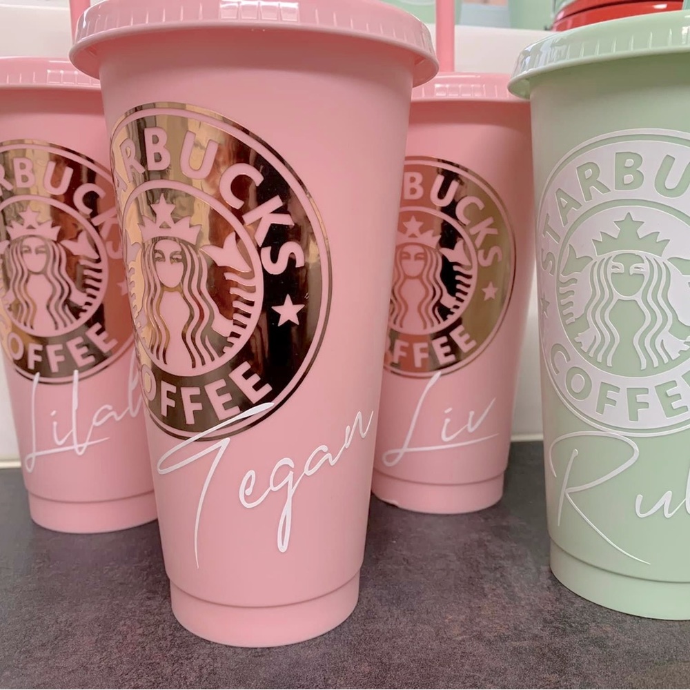 ONE pink & rose cold Starbucks cup / straw / lid included - Picture 1 of 1